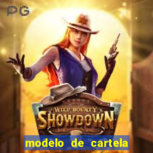 modelo de cartela de bingo em branco